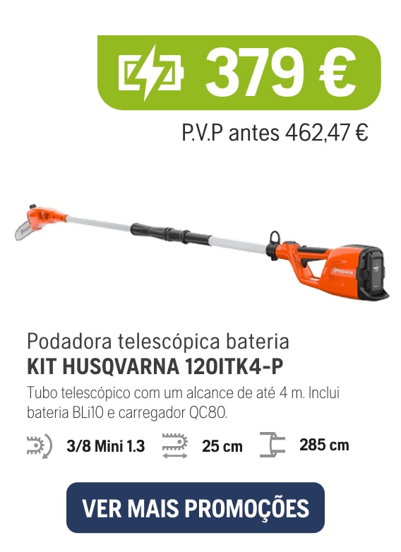 Podadora telescópica batería Kit Husqvarna 120iTK4-P, 399€