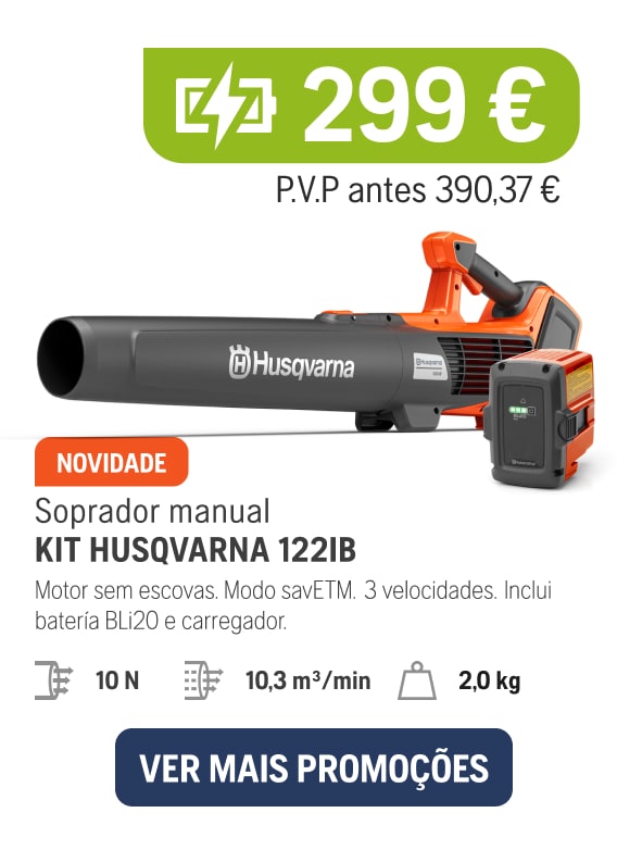 Soplador de mano batería Kit Husqvarna 122iB, 299€